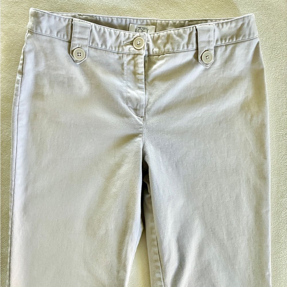 LOFT Capri Pants Size 10 Beige Cuffed Hem Cropped Pants Business Casual Summer